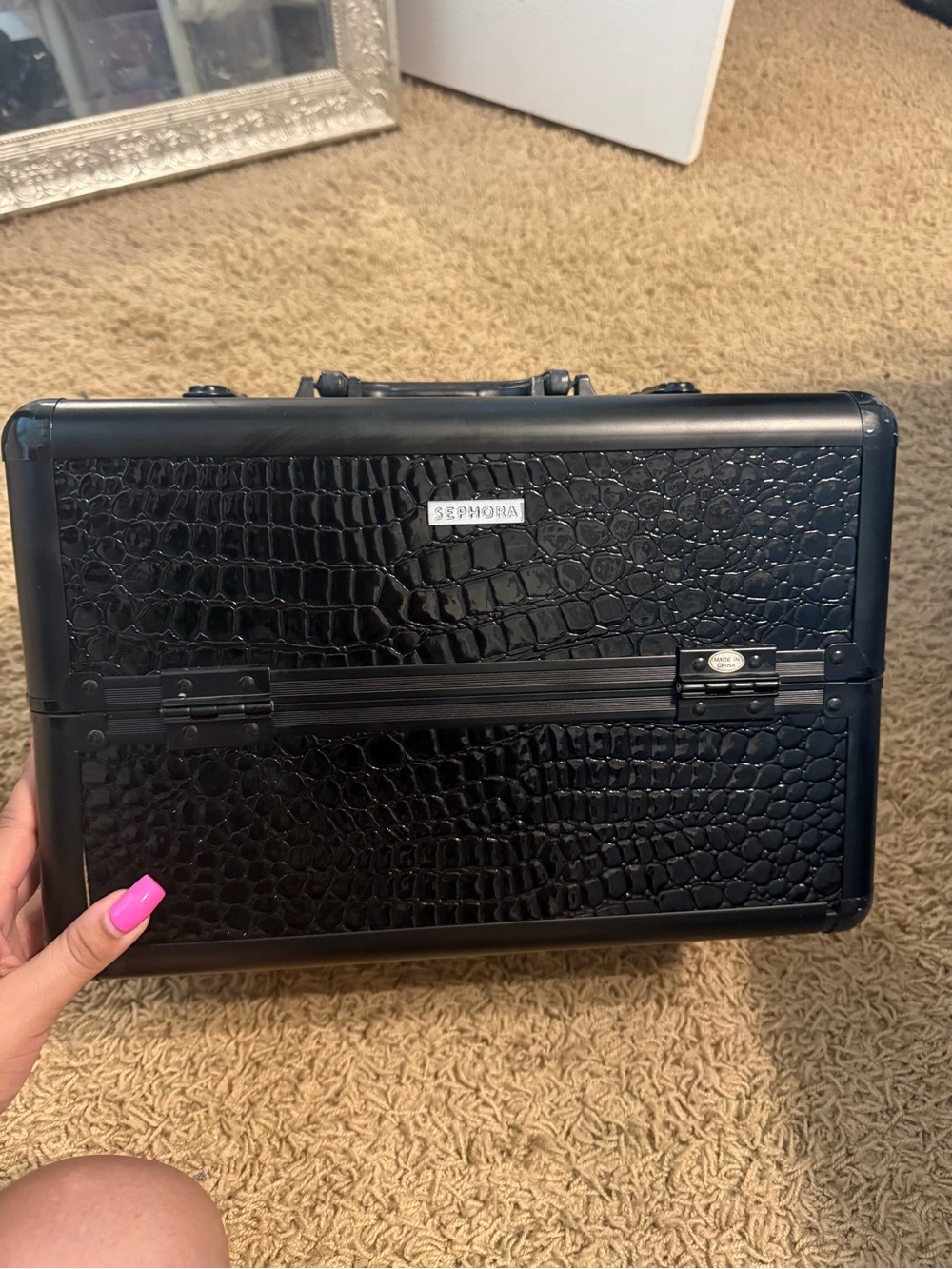 Sephora Black Croc-Texture Makeup Case